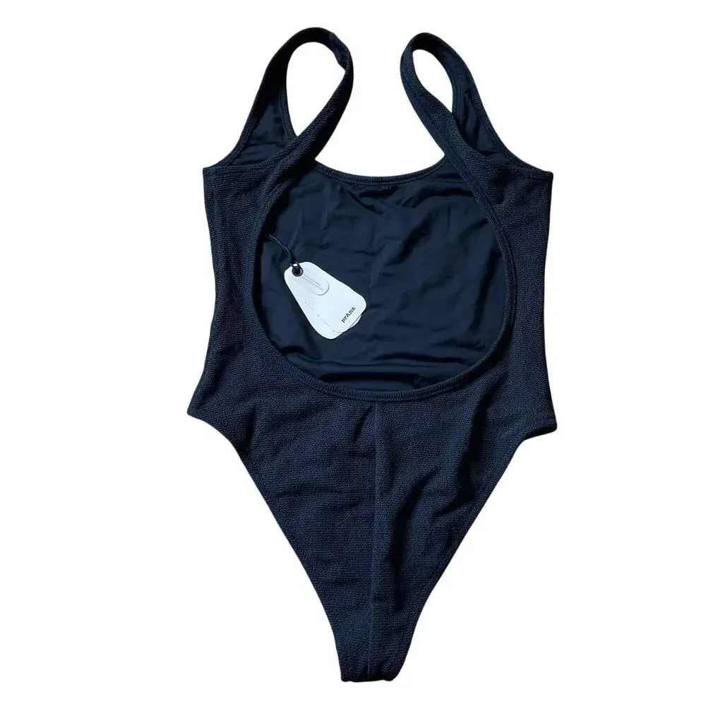 Prana Lahari Scrunch One Piece Swimsuit Women's Medium Black Cheeky Textured - Picture 6 of 8